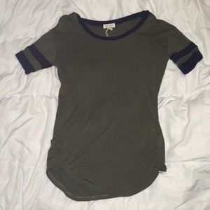 Green and blue striped shirt